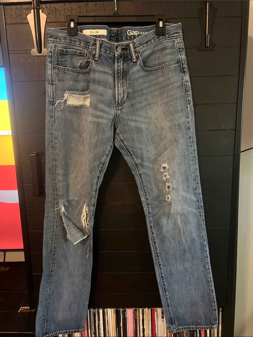 GAP Men's Slim Ripped Light Blue Jeans 32 x 32
